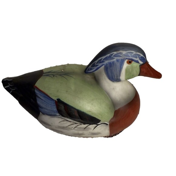 Vintage Jasco Ceramic Duck Lint Remover Brush Green Winged Teal and Wood Ducks - Picture 7 of 9
